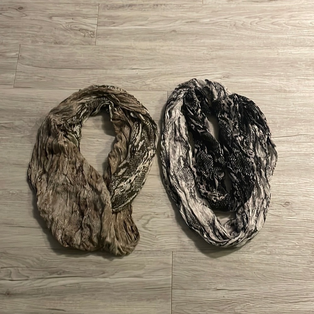 Brown and black snake skin infinity scarfs (2)